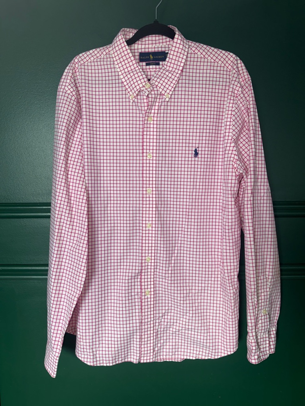 Ralph Lauren Pink and White Checkered Button-Down Dress Shirt
